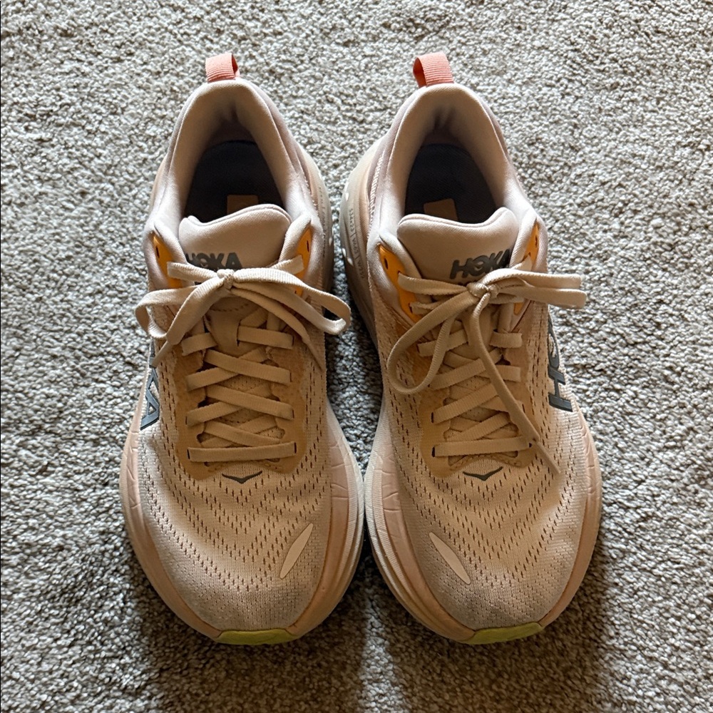 Hoka Light Tan Athletic Shoes